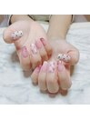 ピンクxチェックネイル