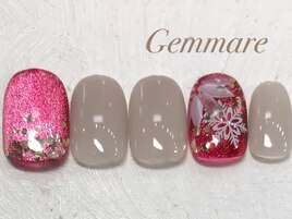冬のフラワー雪の結晶ネイル