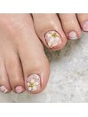 お花柄フットネイル