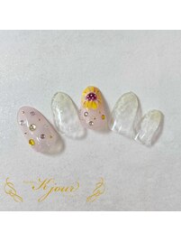 クリアひまわりネイル