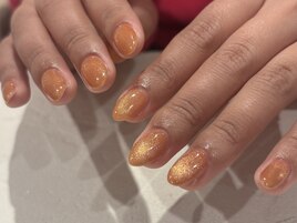 オレンジマグネットネイル