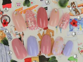 ワンカラー　スプリングネイル