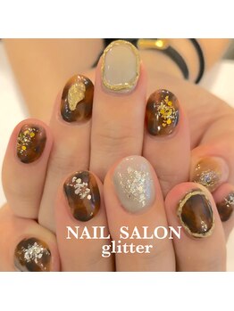 ネイルサロン グリッター(NAIL SALON glitter)/べっ甲ニュアンスネイル