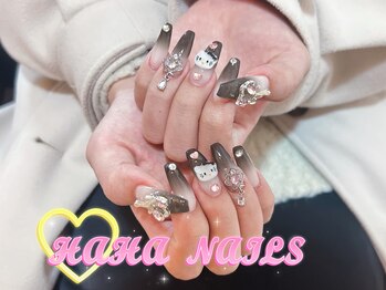 ハハ(HAHA)/チップ長さ出し+kittyデザイン