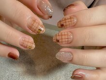 テテオネイル(tete'o nail)/check × brown