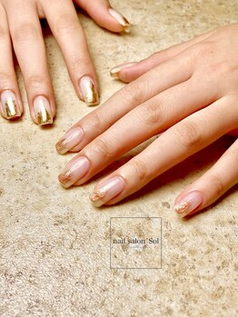 ネイルサロン ソル(Sol)/水彩アートでニュアンス感♪