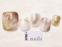 アイネイルズ 池袋店(I-nails)/ブラウンゴールドフットネイル
