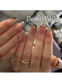 Domi Nail Salon 渋谷店　長さだし/持ち込み/フィルイン/ワンホン/ヒョウ柄フレンチ＊