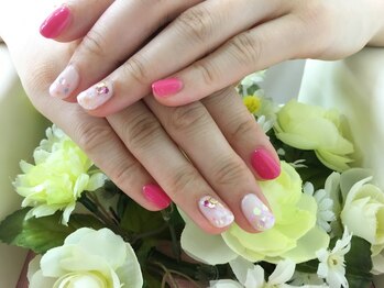 プルミエ ネイル(Premier Nail)/六角ホログラム＆ビビットピンク