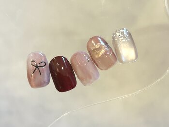 ラクネイル 浦和店(raku nail)/リボン×赤ニュアンス