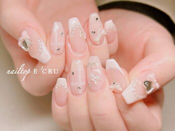 ネイルトップエクル(nail top E CRU)/チェックとリボン