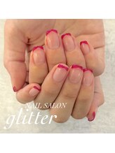 ネイルサロン グリッター(NAIL SALON glitter)/Vフレンチネイル