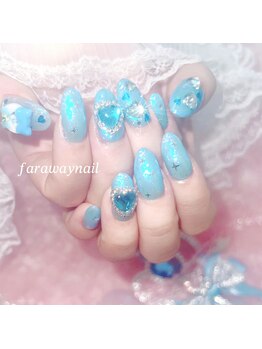ファラウェイネイル(Faraway nail)/ちゅるんと水色ネイル☆