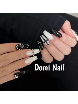 Domi Nail Salon 渋谷店　長さだし/持ち込み/フィルイン/ワンホン/ブラック×ホワイト＊