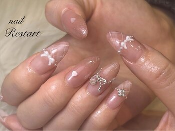 リボン×鍵ネイル