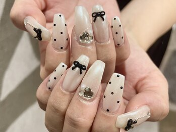 プロテア(protea)/ドット×リボン×ハートネイル