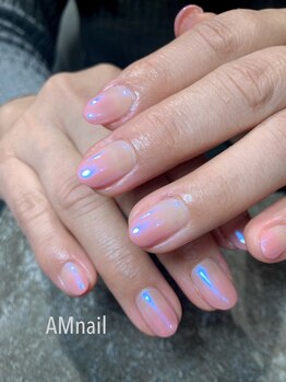 エーエムネイル(Am:nail)/オーロラピングミラーグラデ