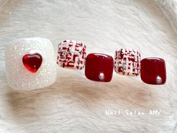 エイミー 大宮店(AMY)/FOOTハートツイードネイル