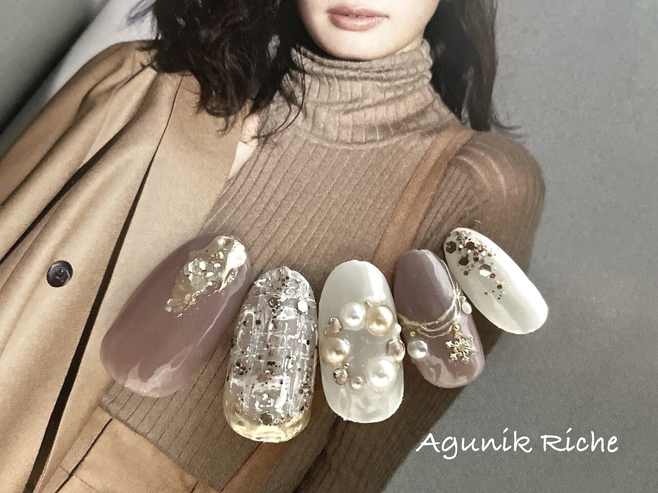 2025年-2026年冬トレンド】ニュアンス ツイードのネイルデザイン集