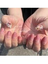 水彩チューリップとてんとう虫