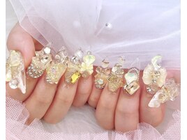 黄色ネイル パーツネイル クリア
