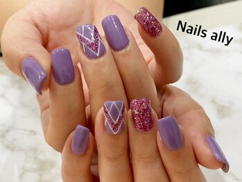 ネイルズアリー 立川店(Nails ally)/スクエア×パープル