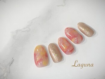 ラグウナ(Laguna)/春カラーのマーブルネイル