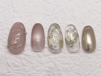 サニーサイド ウィズ マキア 茅ヶ崎店(Sunnyside with MAQUIA)/ミラーフラワーネイル