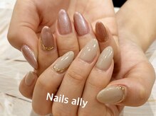 ネイルズアリー 立川店(Nails ally)/ワンカラー×ジュエリーネイル