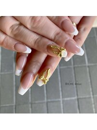 王道フレンチネイル×リボン