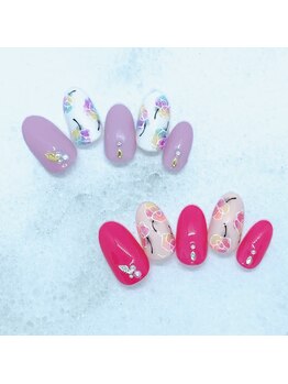 ブリオン 六本松店(Bullion)/マーブルフラワーネイル