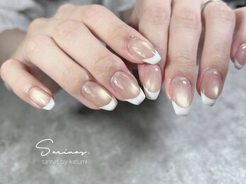サリナスネイル 西院店(SARINASNAIL)/うる艶マグネットに白フレンチ