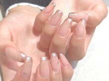 スリーラッシュ エルフネイル(threelash elf.nail)/フレンチ ピンク ラメ 