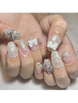 クロレ(Nail Salon COLORE)/キラキラリボンネイル by.ayaho