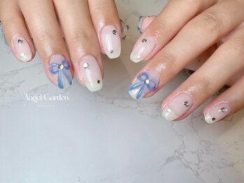 エンジェルガーデンネイル 池袋店(Angelgarden nail)/3dリボン♪ガーリー韓国ネイル