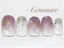 グラーデーション雪の結晶ネイル