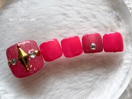 FOOTショッキングピンクネイル