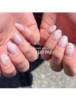 ジェルメ(germer)/シアーホワイトにバタフライ♪