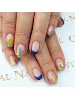 クリスタルネイル ボンベルタ橘店(CRYSTAL NAIL)/フレンチ×アートネイル