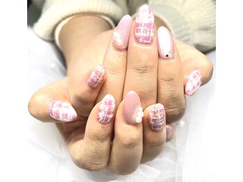 春ツィードチェックとパール