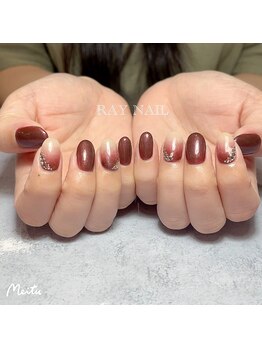 ブラウン逆グラデーションネイル