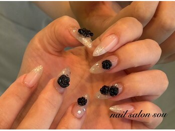 ソウ 難波店 nail salon Sou/シンプルバラネイル
