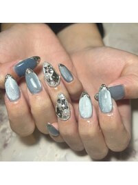ガラスフレンチネイル　by.ayaho