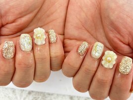〇イエローフラワーネイル