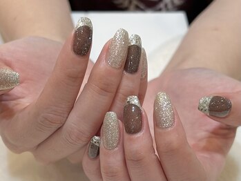 エムワイユーネイル(myu.nail)/フラッシュにガラスフレンチ・*+