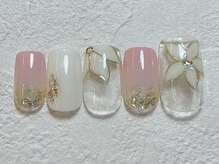 ネイルビート(NAIL BEAT)/フラワーネイル　手描き　ラメ