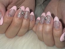 ネスネイル 池袋(Nes.nail)/ピンク × フラッシュネイル