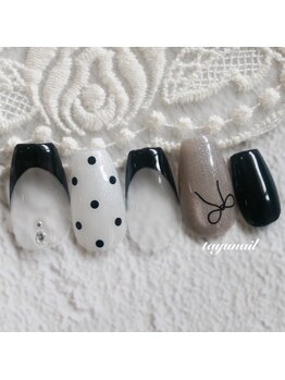 たゆ ネイル(たゆnail)/パラジェル黒フレンチネイル