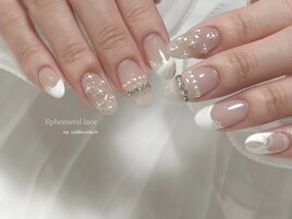 キラキラレースブライダルネイル