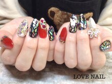 ラブネイル(LOVE NAIL)/クリスマスステンドグラスネイル